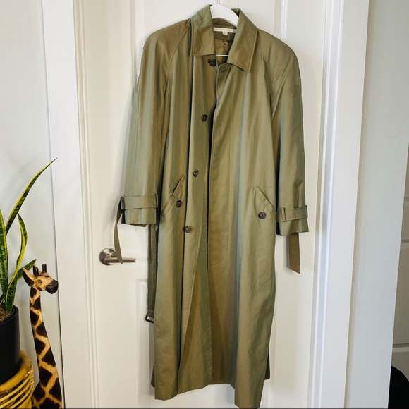 Vintage Green Slightly Iridescent Trench Coat - Picture 3 of 9